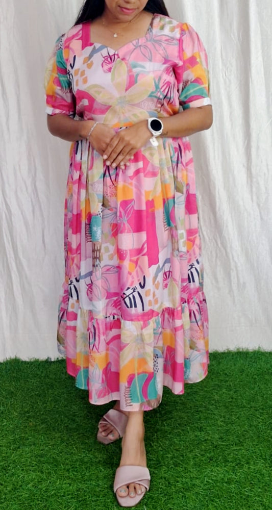 Buy 1 Get 1 Free Chinon Printed Gowns (with Lining) ( Non Feeding only)-085