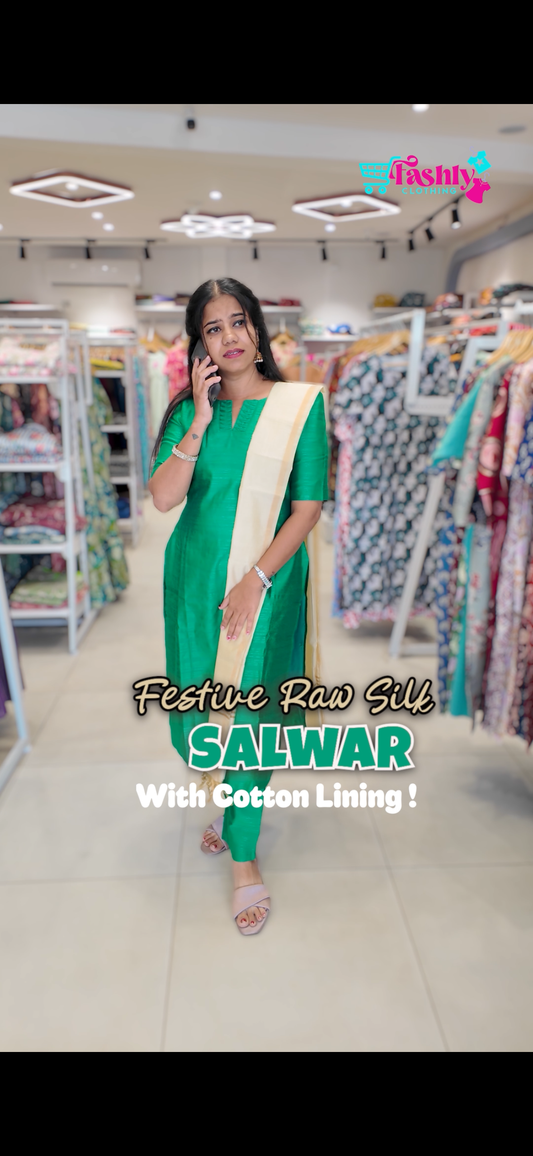 Premium Raw Silk Salwar Set-(Top,Bottom,Duppatta)-Non Feeding Only