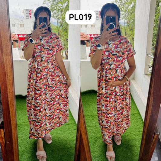PL019 Zipless maternity/feeding Loungewear Maxi Pull up Model Buy 3@1200 free ship