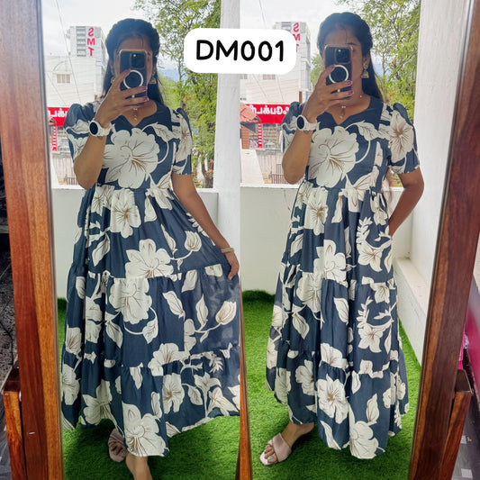 DM001 Feeding/Non Feeding Premium 3 tier Delta crepe Maxi ( with Lining )