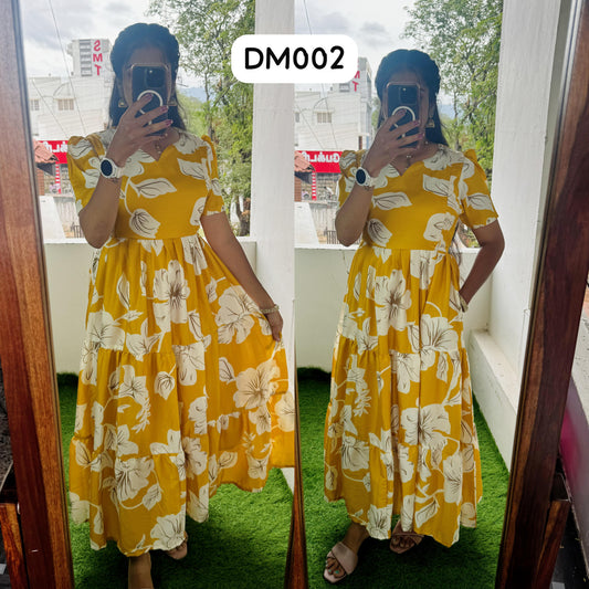 DM002 Feeding/Non Feeding Premium 3 tier Delta crepe Maxi ( with Lining )