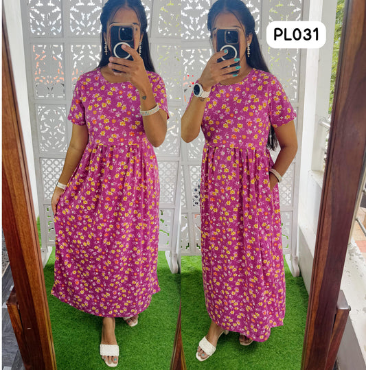 FLR018 Zipless maternity/feeding Loungewear Maxi Pull up Model