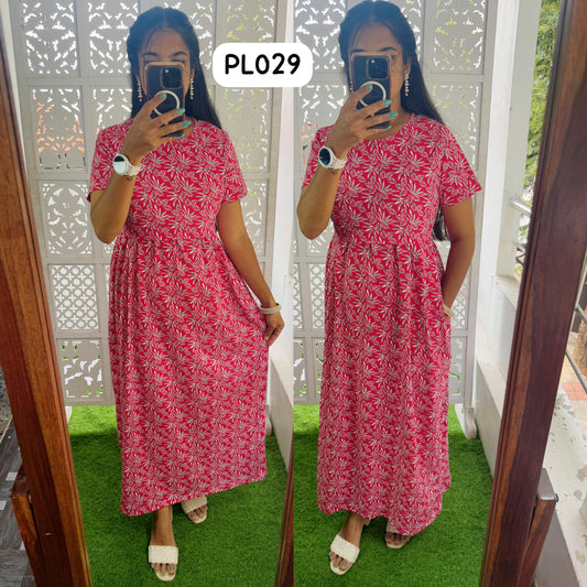FLR020 Zipless maternity/feeding Loungewear Maxi Pull up Model