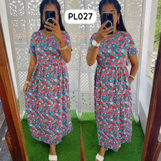 PL027 Buy 3@1200 free ship- Zipless maternity/feeding Loungewear Maxi Pull up Model