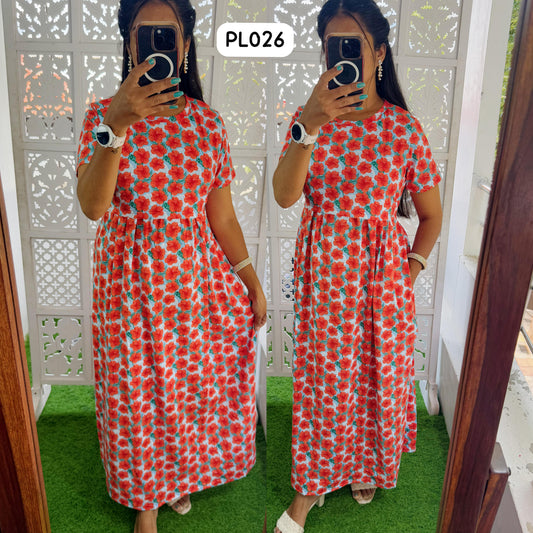 FLR021 Zipless maternity/feeding Loungewear Maxi Pull up Model