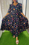 Navy Blue-Feeding/Non Feeding Premium Cotton Maxi ( with cotton Lining )