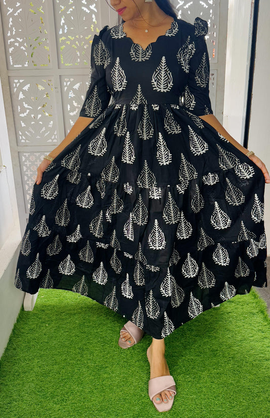 Black Feeding Premium Cotton Maxi ( with cotton Lining )FC0074