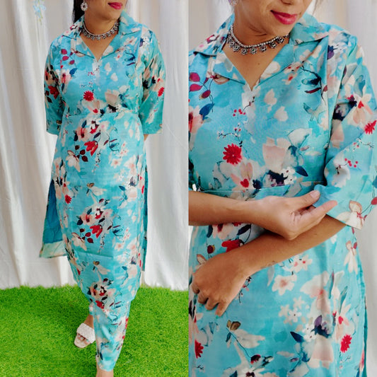 Premium Banarasi Digital Printed Coord Set- Feeding (With Lining) FC0122
