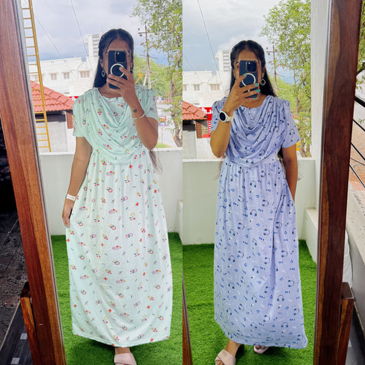 Pack of 2pc Combo-2 in 1 Maxi with Detachable Duppatta and Centre Zip
