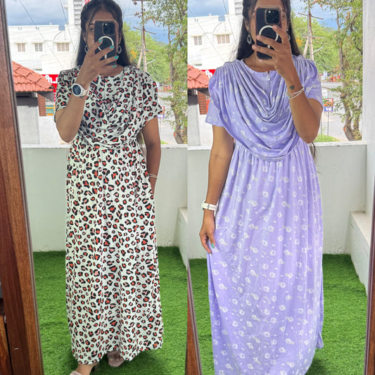 Pack of 2pc Combo- 2 in 1 Maxi with Detachable Duppatta and Centre Zip