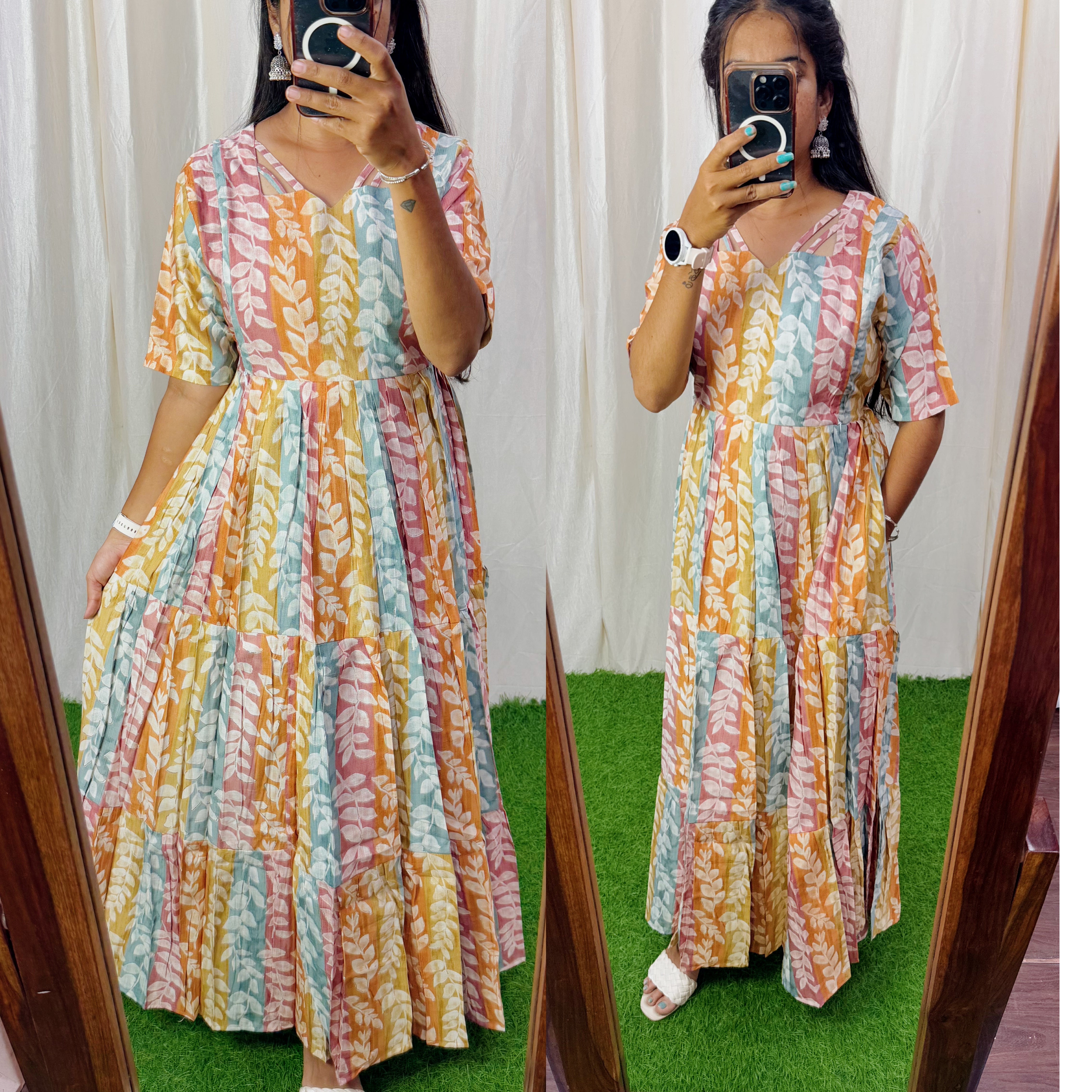 FESTIVE SPECIAL Feeding/Non feeding- Premium Vatican Fabric 3-tier Maxi with Chest lining 005