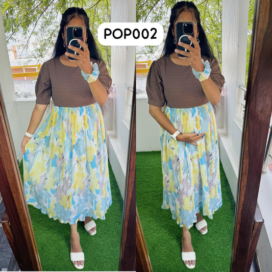 POP002- New Feeding/Non Feeding Popcorn Western dress(Free scrunchie)