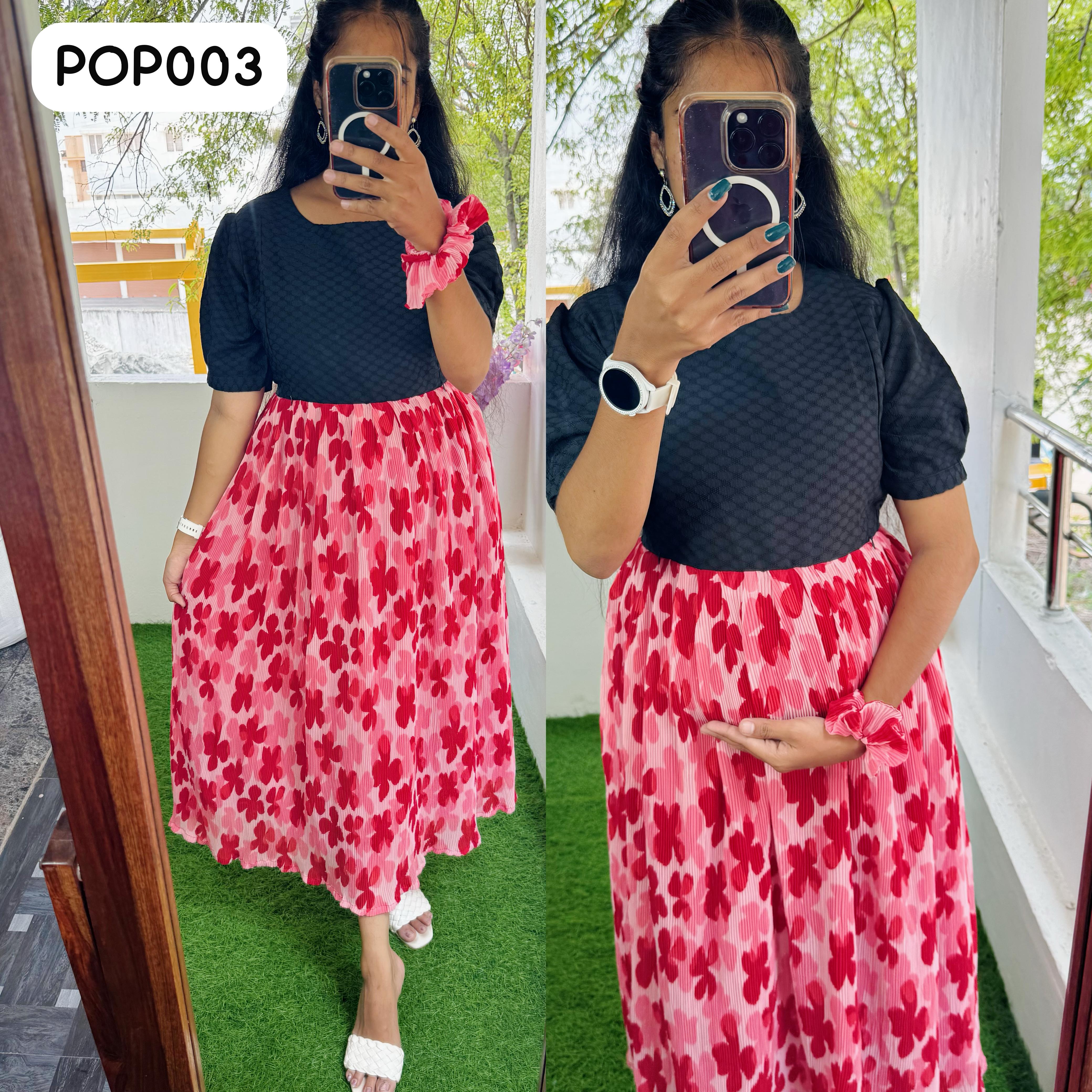 New Feeding/Maternity Popcorn Western dress(Free scrunchie)