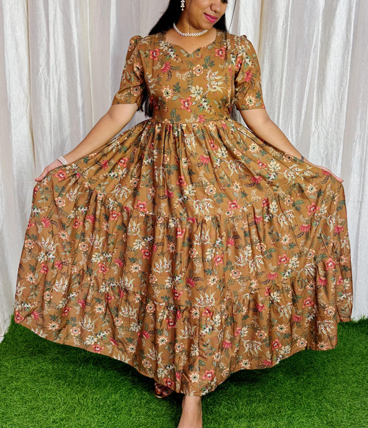 MayaOC1 Maxi-Feeding/Non feeding-Premium Heavy quality Georgette 3-Tier Maxi (With Lining)