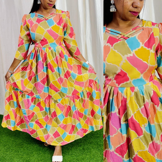 Feeding/Non feeding- Vatican Fabric 2-tier Maxi with Chest lining(Light weight)