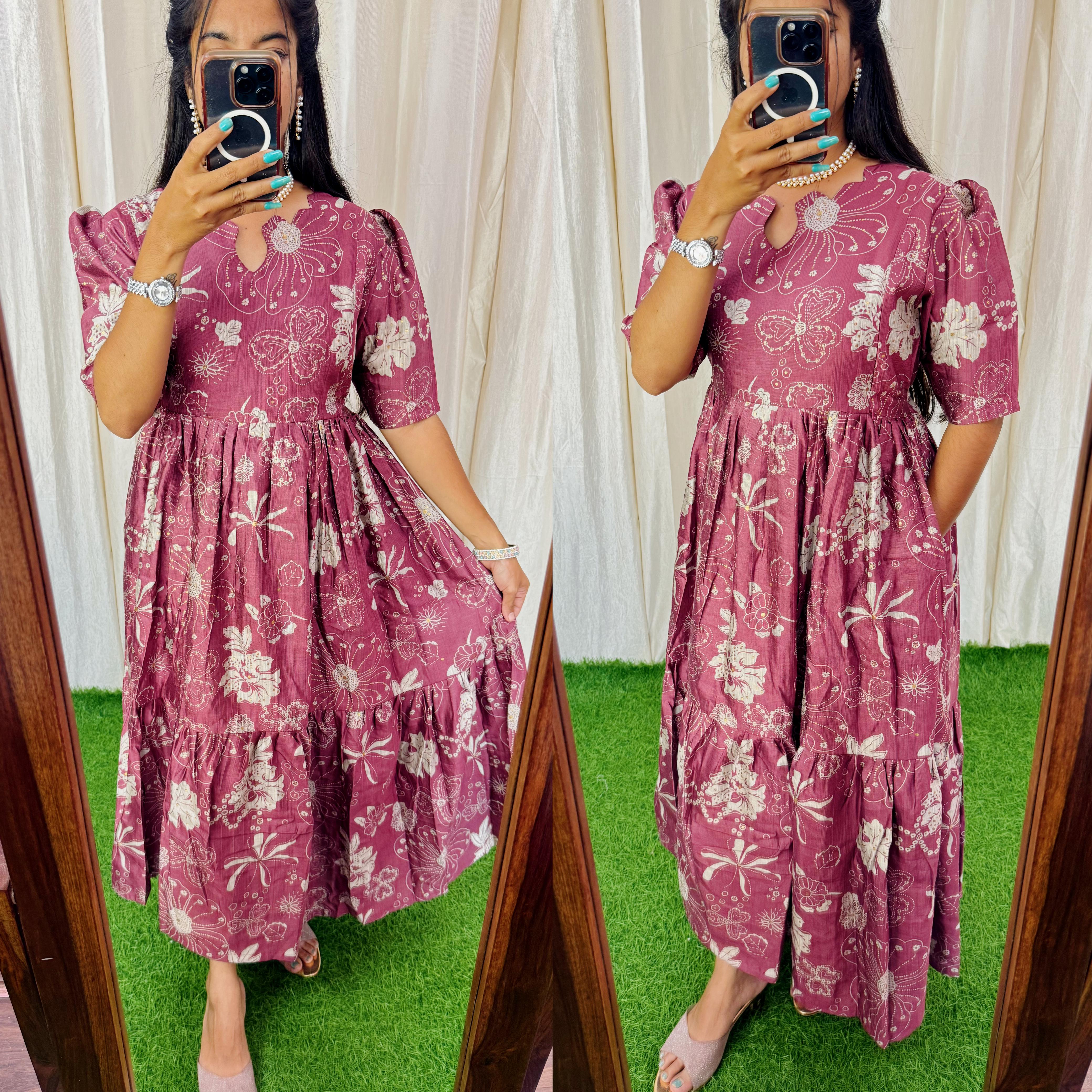 FESTIVE SPECIAL Feeding/Non feeding- Premium Vatican Fabric 2-tier Maxi with Cotton lining 010