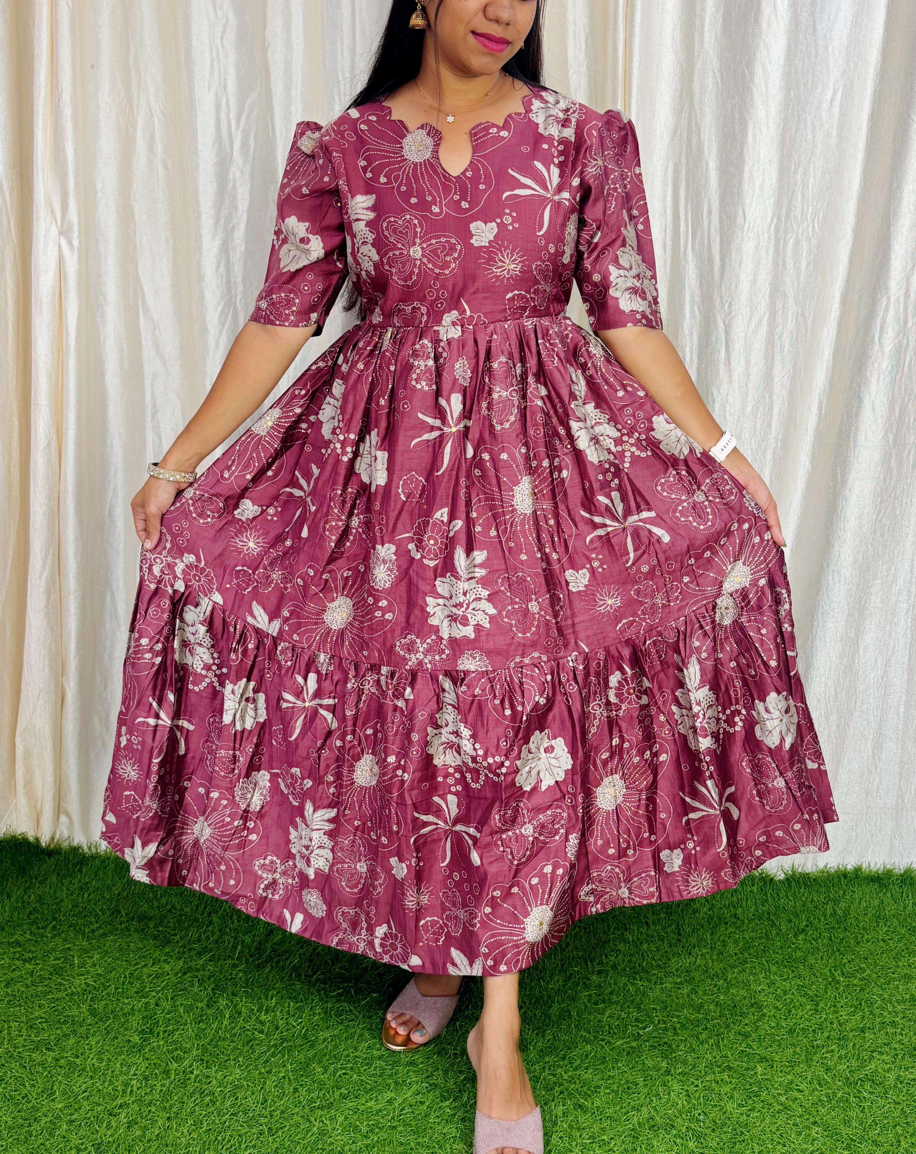 FESTIVE SPECIAL Feeding/Non feeding- Premium Vatican Fabric 2-tier Maxi with Cotton lining 010