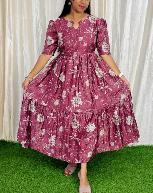 FESTIVE SPECIAL Feeding/Non feeding- Premium Vatican Fabric 2-tier Maxi with Cotton lining 010