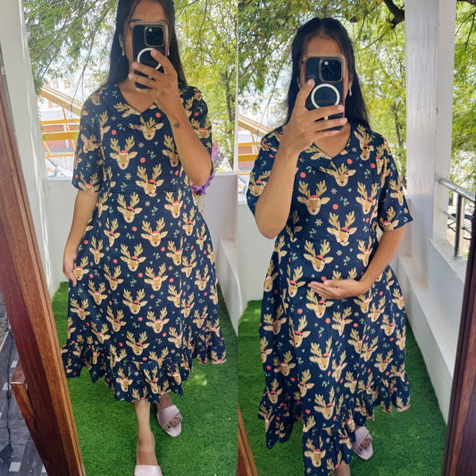 Feeding/Maternity- Pure cotton Aline dress FC0165