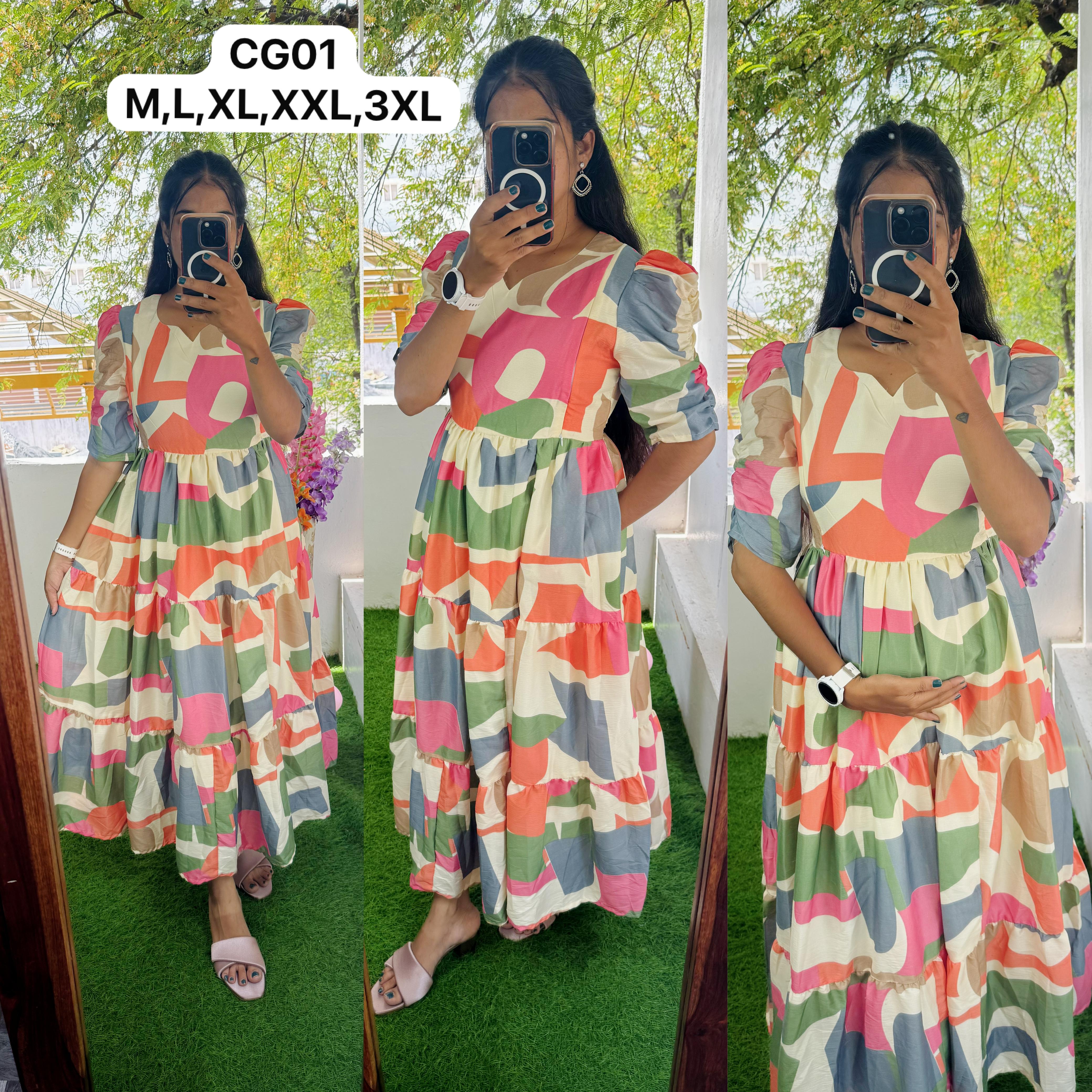 Cute Feeding/Maternity- Premium 3 tier Maxi with lining