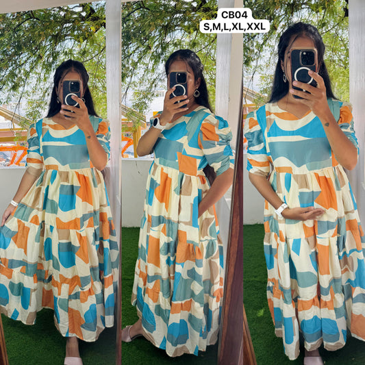 Cute Feeding/Maternity- Premium 3 tier Maxi with lining