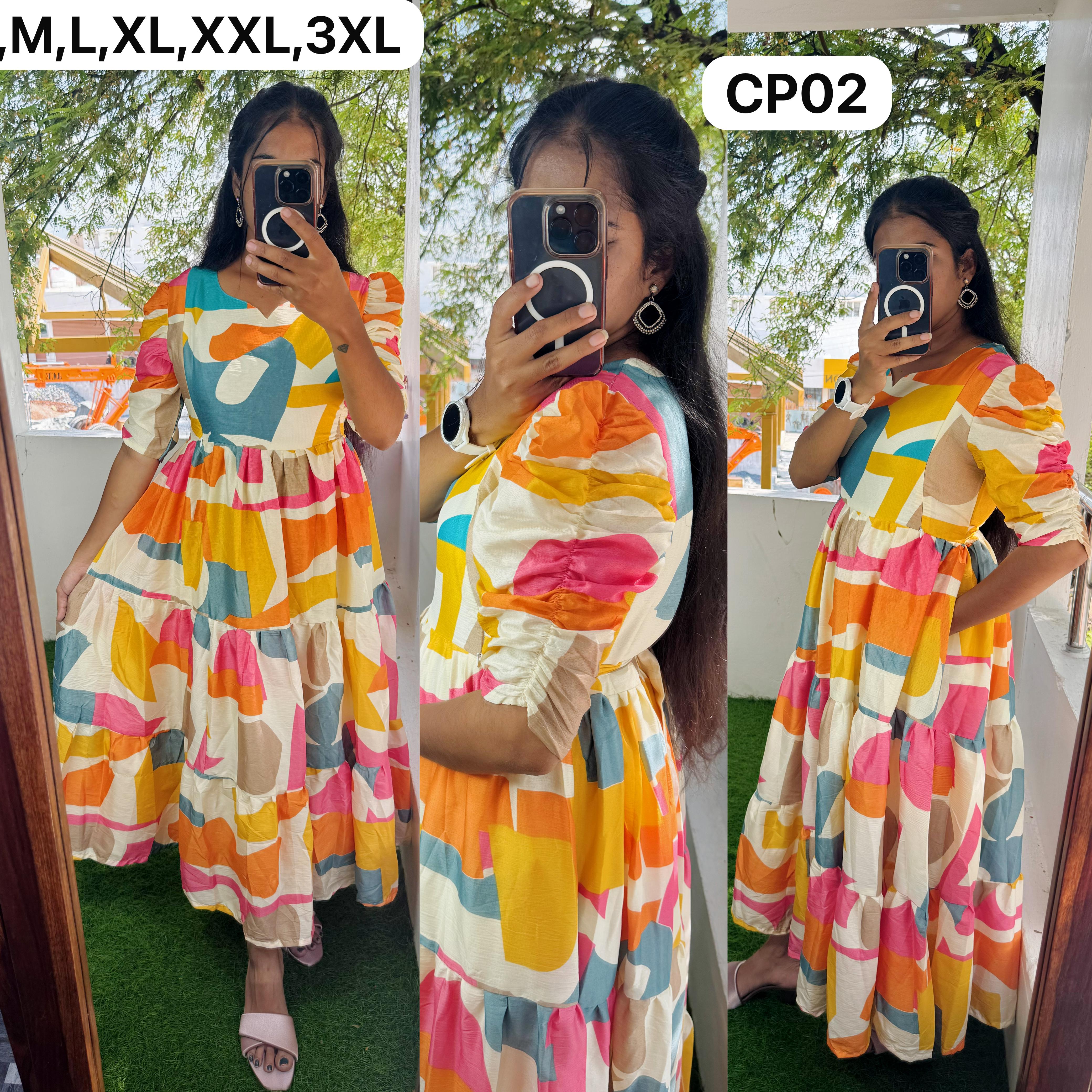 Cute Feeding/Maternity- Premium 3 tier Maxi with lining