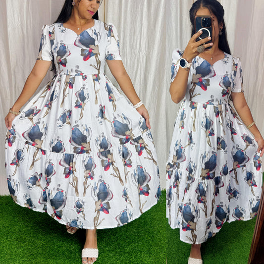 Feeding/Non feeding 2 tier Delta crepe Maxi ( with Lining)