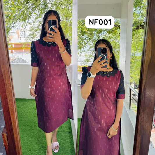 Buy 1 Get 1 Free Raw Silk Kurti with cotton Lining (Non Feeding) FC0342
