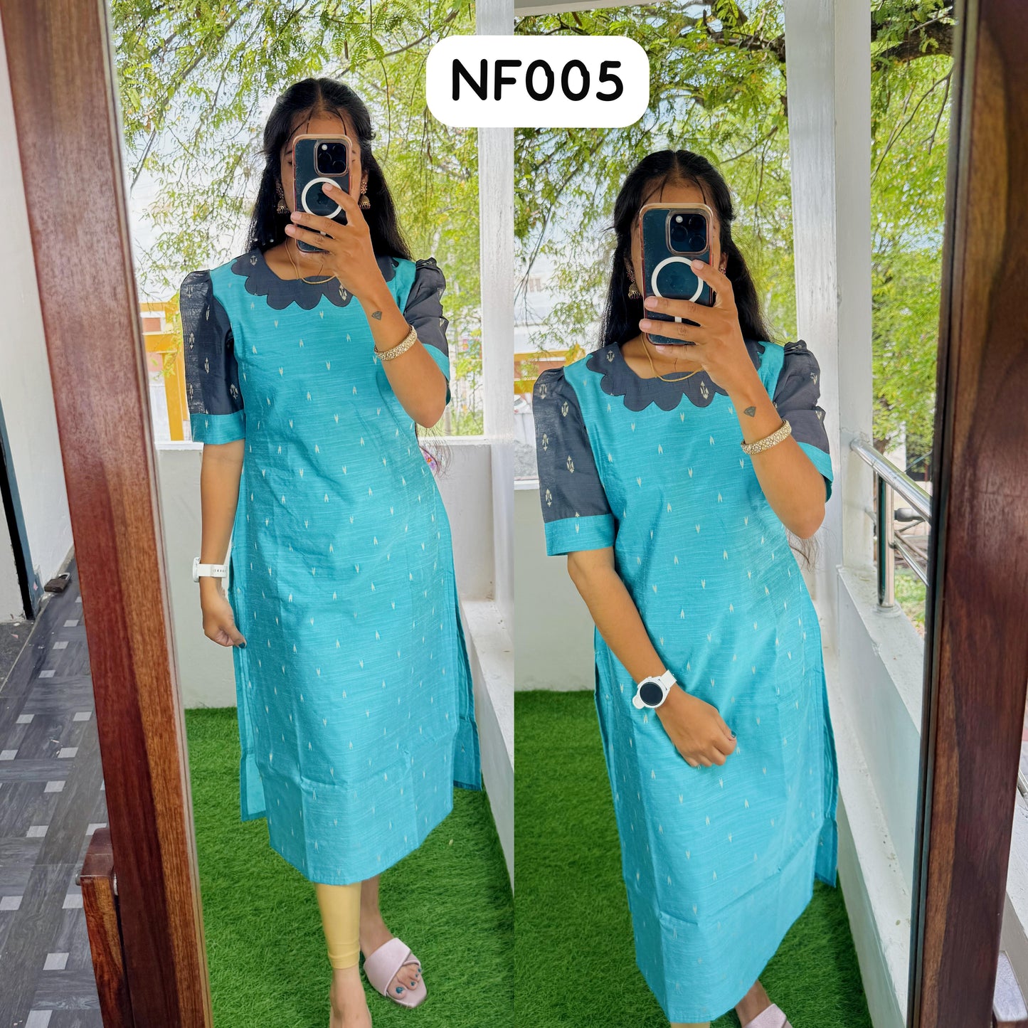 Buy 1 Get 1 Free Raw Silk Kurti with cotton Lining (Non Feeding) FC0338
