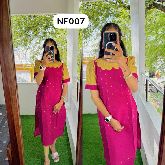 Buy 1 Get 1 Free Raw Silk Kurti with cotton Lining (Non Feeding) FC0336