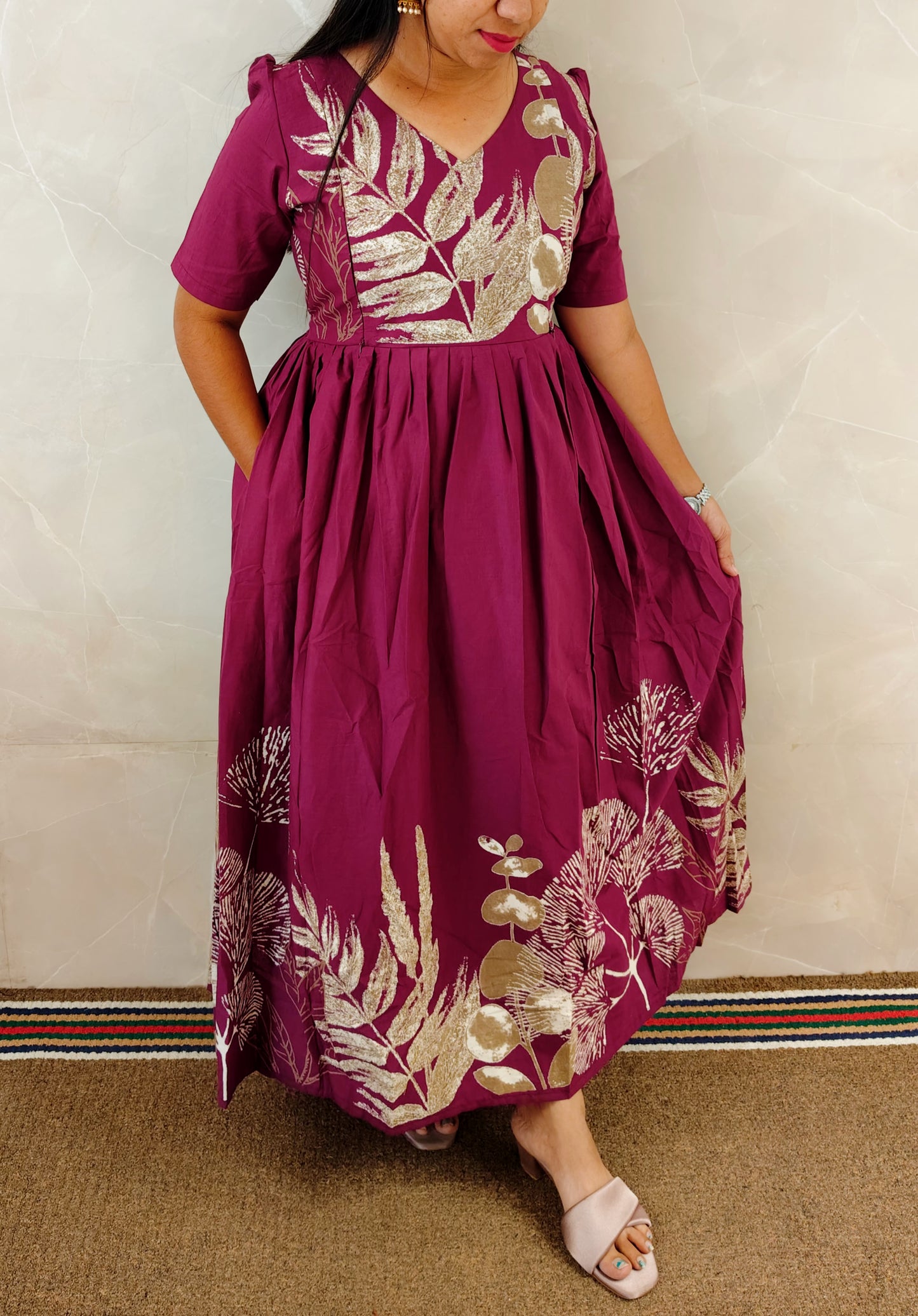 Premium Cotton Daman Print Fabric Maxi with Cotton lining( Feeding Only)