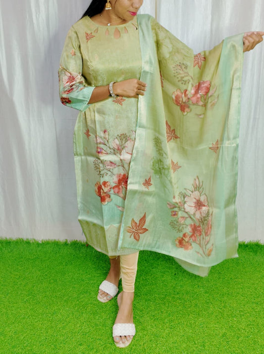 Premium Tissue Digital Printed  Kurti and Dupatta Set FC0130