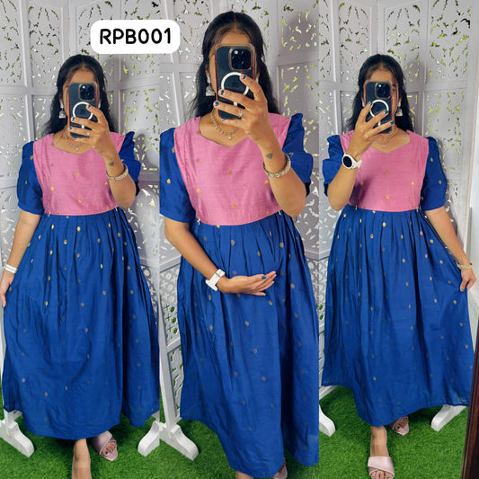 Premium Ethnic Raw Silk Butta Maxi-Feeding(With Lining) FC0197