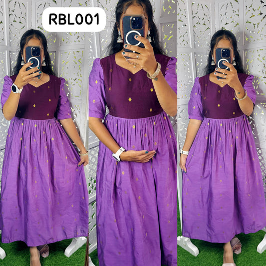 Premium Ethnic Raw Silk Butta Maxi-Feeding(With Lining)BL001