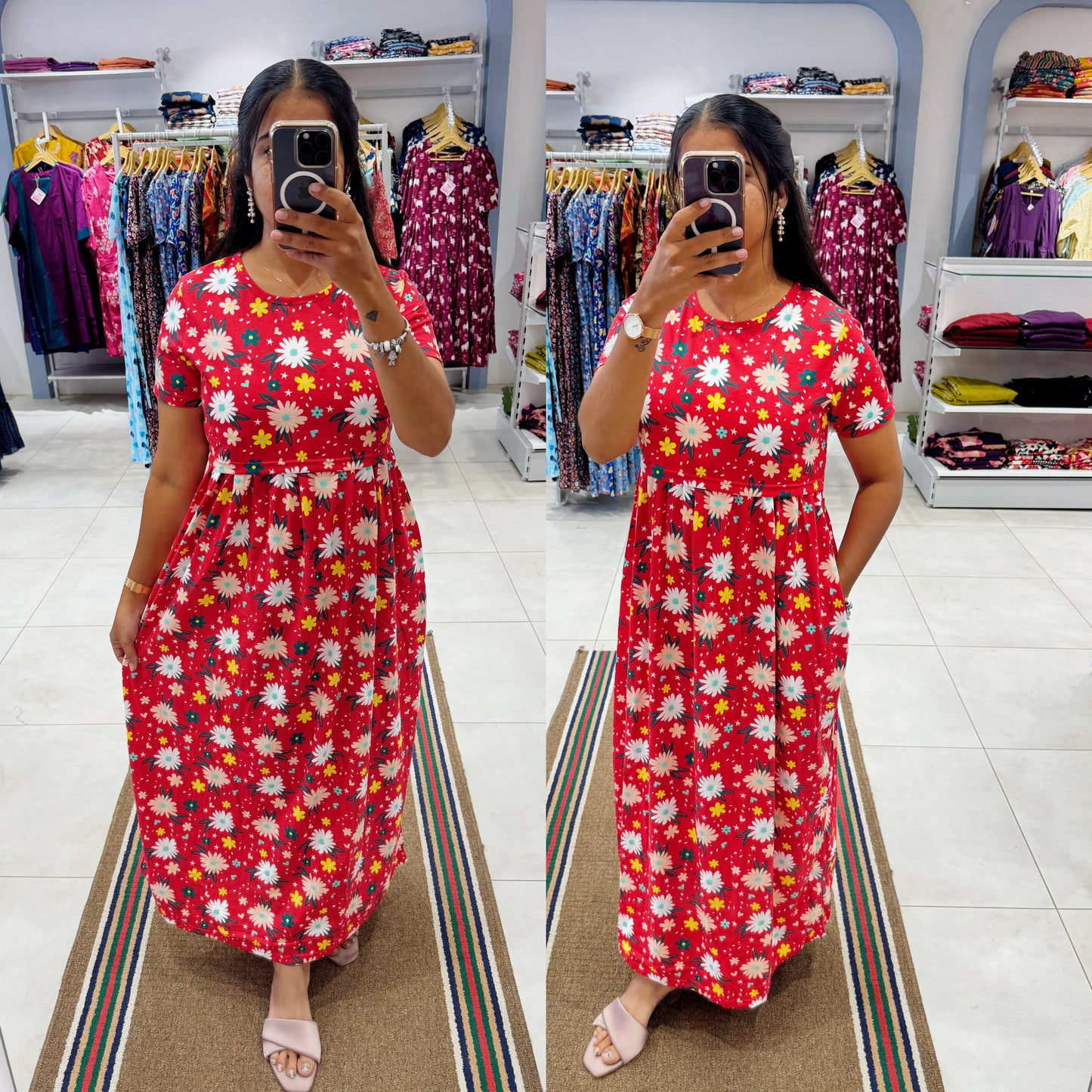FLR052 Zipless maternity/feeding Loungewear Maxi Pull up Model | Buy 3@1200+ship