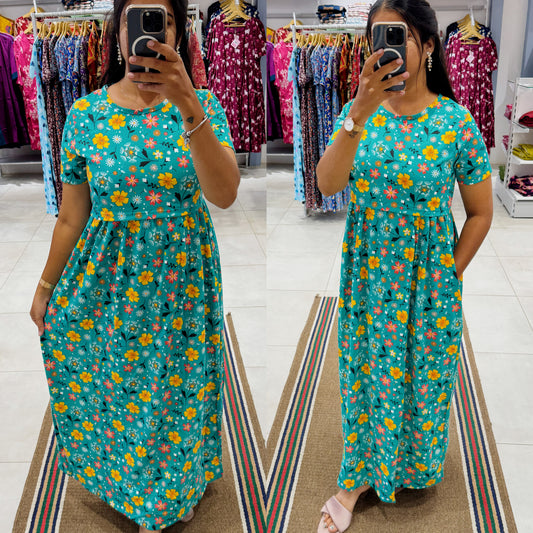 FLR056 Zipless maternity/feeding Loungewear Maxi Pull up Model | Buy 3@1200+ship
