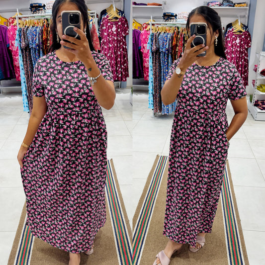FLR057 Zipless maternity/feeding Loungewear Maxi Pull up Model | Buy 3@1200+ship