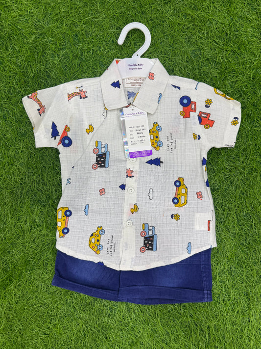 Toy's Pattern  White Shirt with Trousers for toddlers
