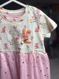 Girls Soft  Net Frock Leaf Printed