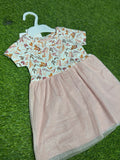 Girls Soft  Net Frock Leaf Printed
