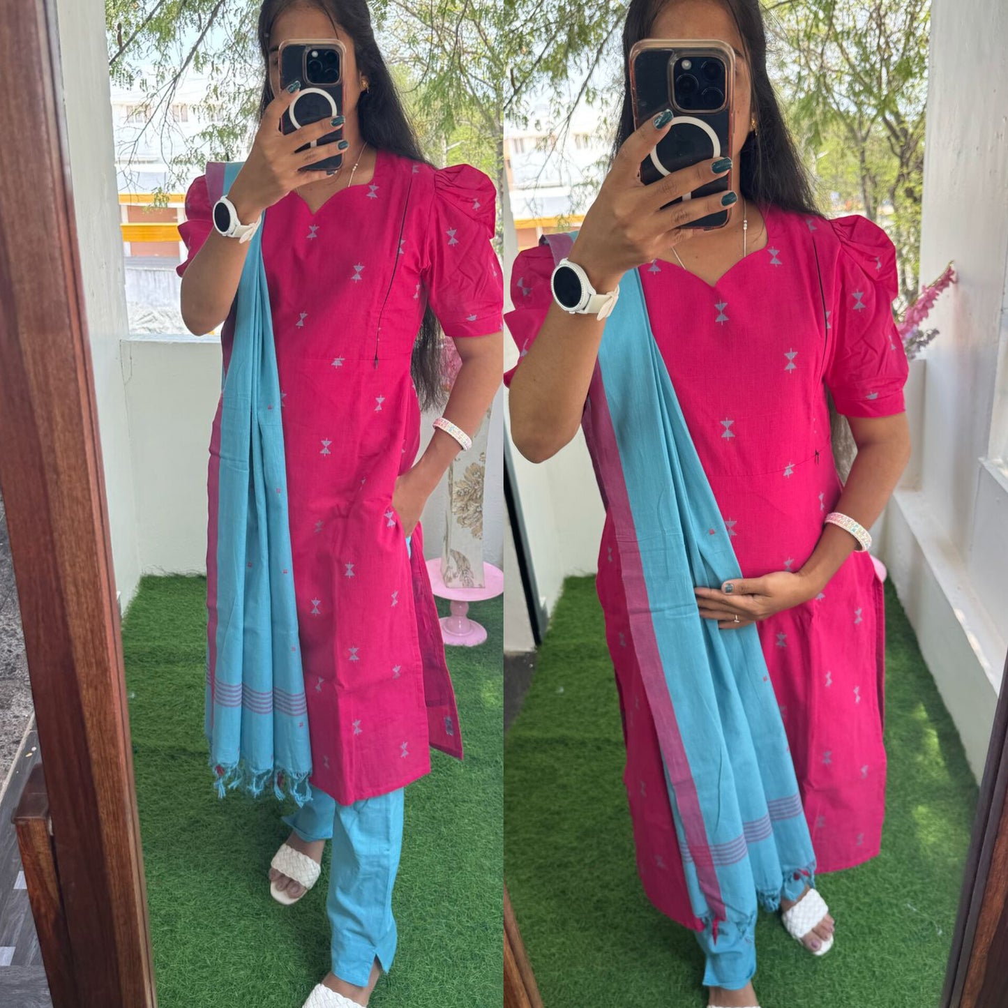 Feeding/Maternity Premium Handloom Cotton Salwar Set( WITH LINING)