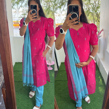 Feeding/Maternity Premium Handloom Cotton Salwar Set( WITH LINING)