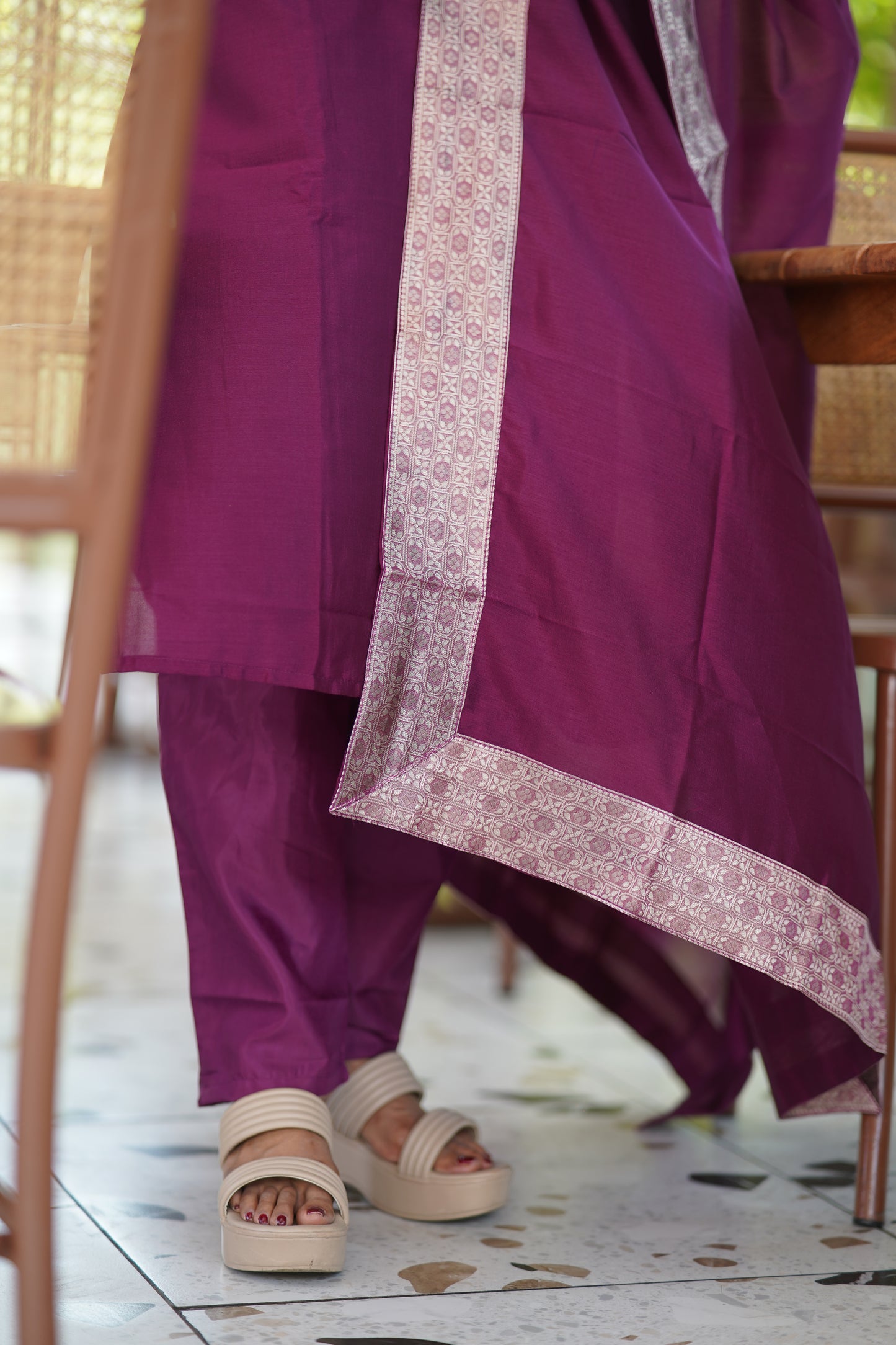 Premium Dupion Silk Salwar Set-(Top,Bottom,Duppatta)-Non Feeding Only