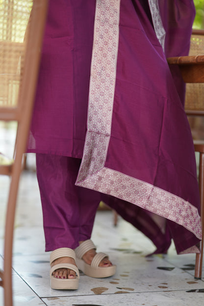 Premium Dupion Silk Salwar Set-(Top,Bottom,Duppatta)-Non Feeding Only