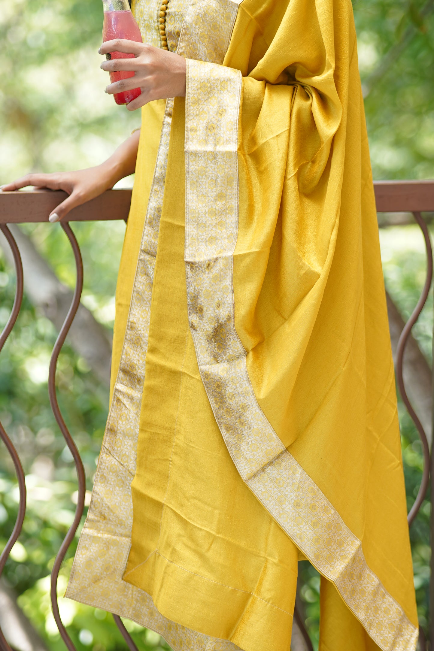 Premium Dupion Silk Salwar Set-(Top,Bottom,Duppatta)-Non Feeding Only