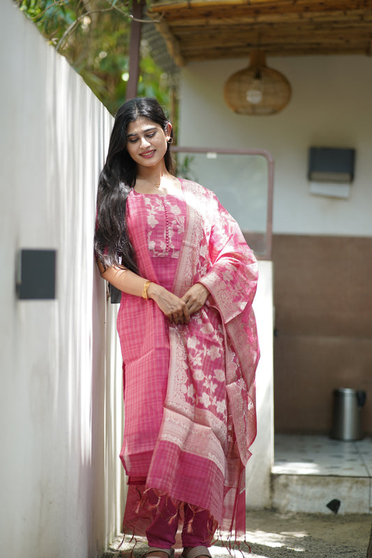 Premium Banarasi Salwar Set-(Top,Bottom,Duppatta)-Non Feeding Only