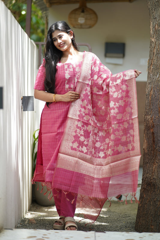 Premium Banarasi Salwar Set-(Top,Bottom,Duppatta)-Non Feeding Only