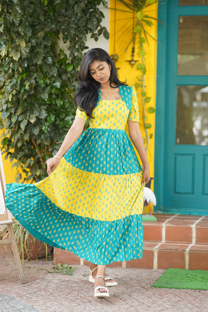 Premium Cotton Blend Flex Fabric  Maxi with Cotton lining (Feeding)