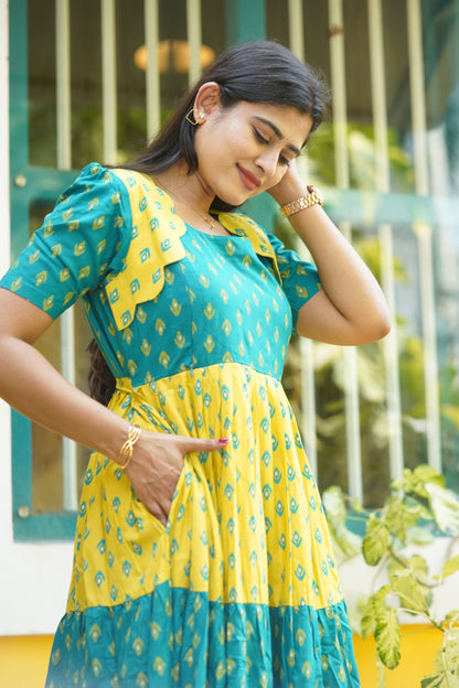 Premium Cotton Blend Flex Fabric  Maxi with Cotton lining (Feeding)