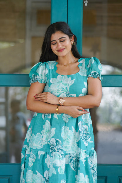 Premium Vatican Cotton 3-Tier Maxi Dress | Size M-3XL
